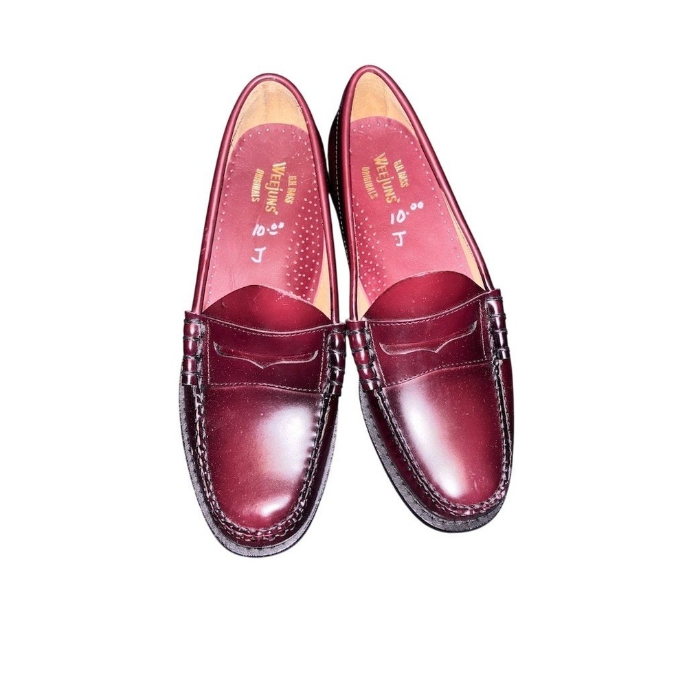 Bass Weejuns Larson Penny Loafer 10 D Wine Burgundy Slip On preppy oxblood shoes